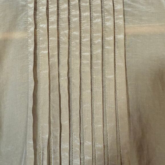 CP Shades | Tan Lightweight Cotton Silk Tunic Top with Roll Tab Sleeves | Medium - Picture 8 of 8